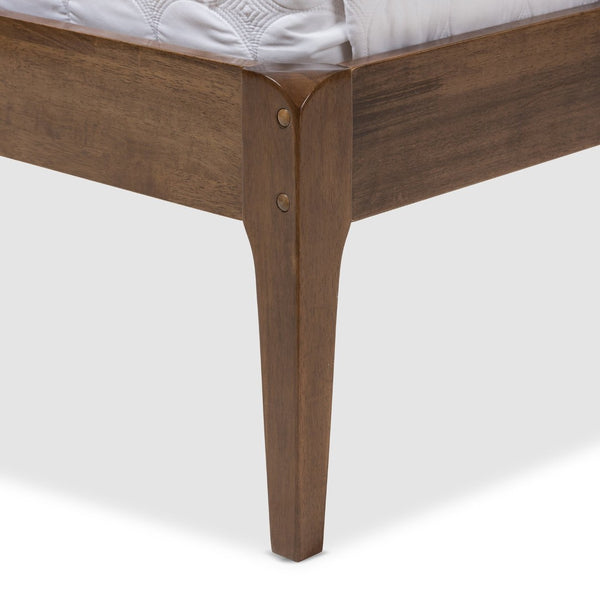 Baxton Studio Baxton Studio Ember Queen Platform Bed - Mid-Century Modern Dark Grey Fabric & Walnut Finish Design SW8063-Grey/Walnut-M7-Queen