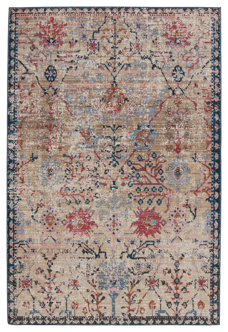 Jaipur Living Swoon Elva Swo11 Powerloomed Machinemade 100% Polyester Vintage Oriental Outdoor Rug Tan, Blue 100% Polyester Rug150637