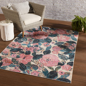 Jaipur Living Vibe by Jaipur Living Illiana Floral Polyester Indoor Outdoor Rug Romantic Turkish Style 4' x 5'7" RUG153203