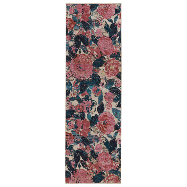 Jaipur Living Vibe by Jaipur Living Illiana Floral Polyester Indoor Outdoor Rug Romantic Turkish Style 2'6" x 8' RUG153200