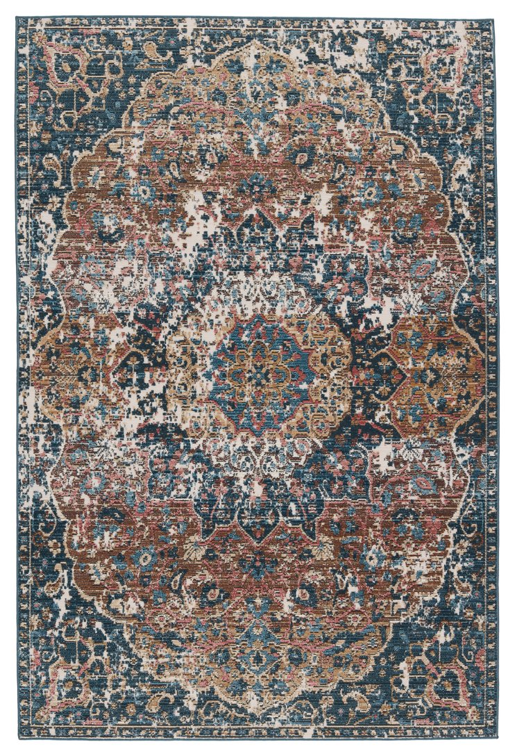Jaipur Living Swoon Akela Swo15 Powerloomed Machinemade 100% Polyester Vintage Medallion Outdoor Rug Dark Blue, Pink 100% Polyester Rug153215
