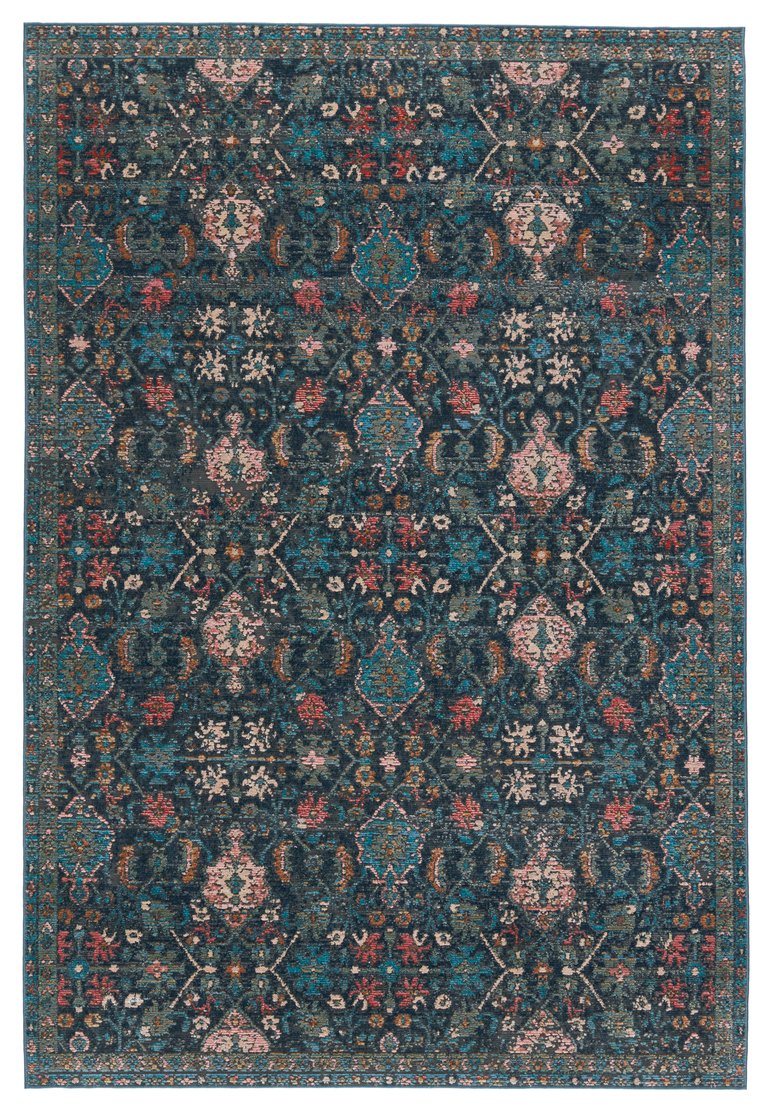 Jaipur Living Swoon Lisana Swo16 Powerloomed Machinemade 100% Polyester Vintage Trellis Outdoor Rug Dark Blue, Pink 100% Polyester Rug153217