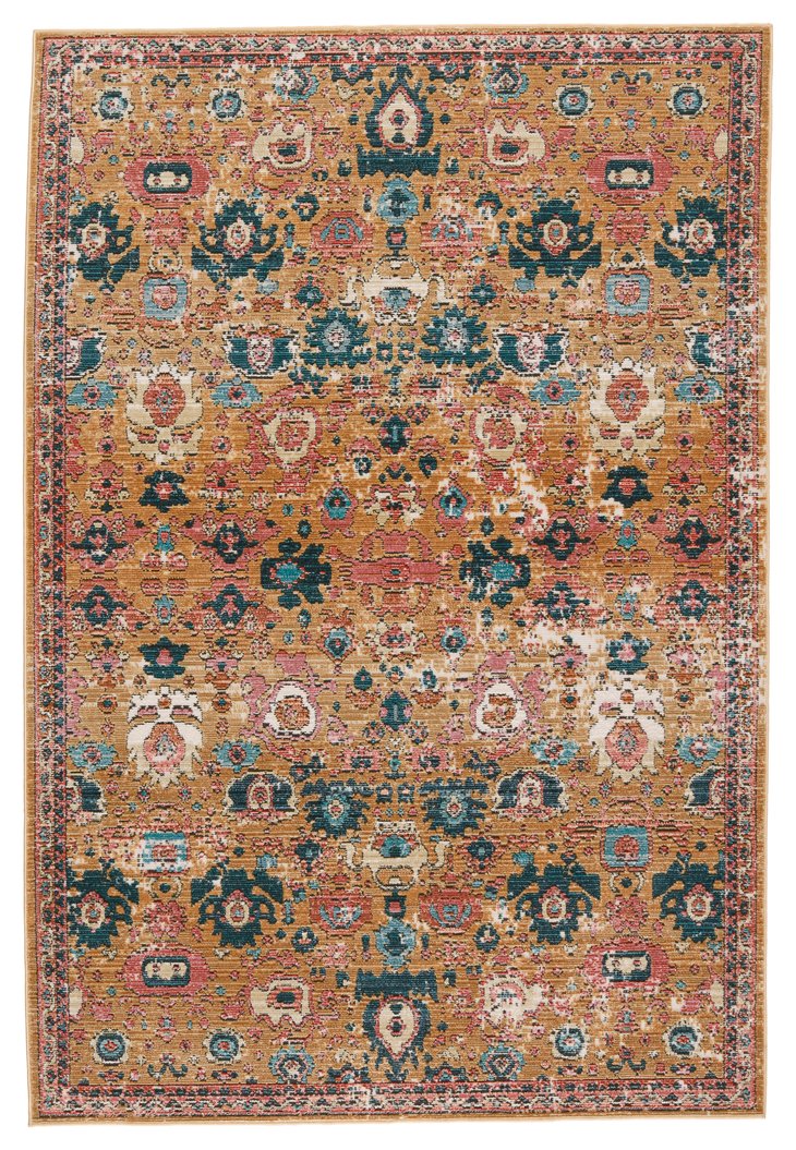 Jaipur Living Swoon Azura Swo17 Powerloomed Machinemade 100% Polyester Vintage Medallion Outdoor Rug Orange, Pink 100% Polyester Rug153224