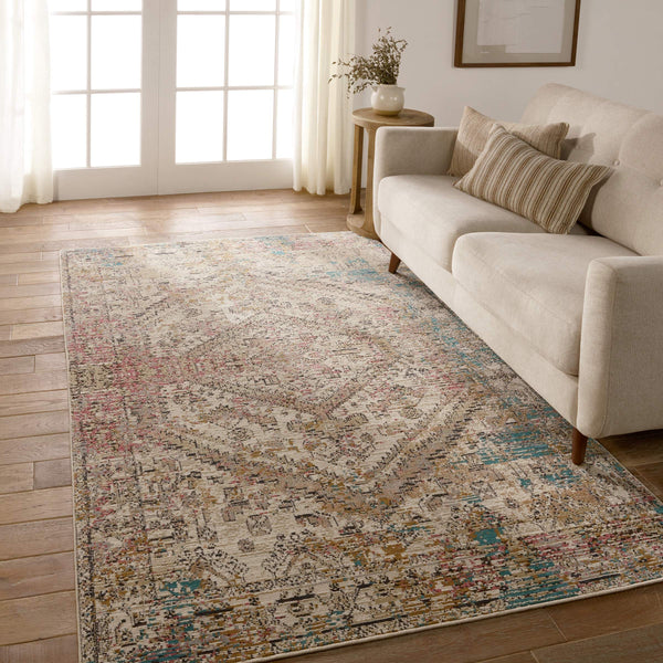 Jaipur Living Vibe by Jaipur Living Armeria Turkish Medallion Polyester Indoor Outdoor Runner Rug Multicolor 5'X7'3" RUG156806