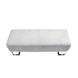 Pasargad Home Luxe Upholstered Bench – Elegant Ivory Seating With Sturdy Stainless Steel Legs Blue Polyester Y-1036b