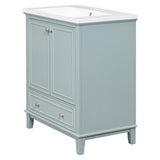 Hearth and Haven 30" Bathroom Vanity with Sink Combo, Multi-functional Bathroom Cabinet with Doors and Drawer, Green