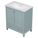 Hearth and Haven 30" Bathroom Vanity with Sink Combo, Multi-functional Bathroom Cabinet with Doors and Drawer, Green