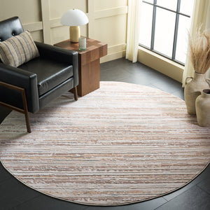 Safavieh Sydney Transitional Round Rug In Beige & Brown-Ivory — Low-Pile, Durable Power-Loomed Turkish Design 6'-6" x 6'-6" SYD400B-7R