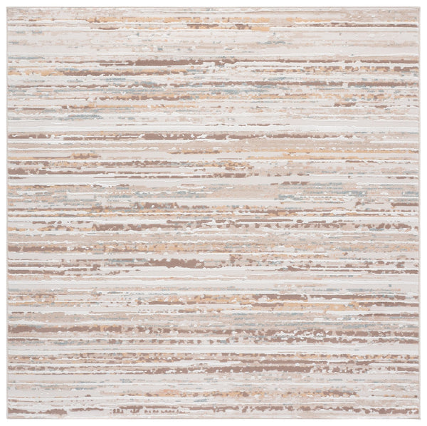 Safavieh Sydney Transitional Round Rug In Beige & Brown-Ivory — Low-Pile, Durable Power-Loomed Turkish Design 6'-6" x 6'-6" SYD400B-7R