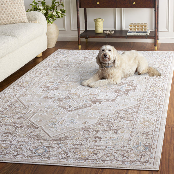 Safavieh Sydney Traditional Beige Brown Ivory Area Rug — Power-Loomed Durability, Soft Textured Blend 6'-6" x 6'-6" SYD402B-7R