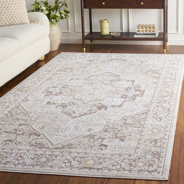 Safavieh Sydney Traditional Beige Brown Ivory Area Rug — Power-Loomed Durability, Soft Textured Blend 6'-6" x 6'-6" SYD402B-7R