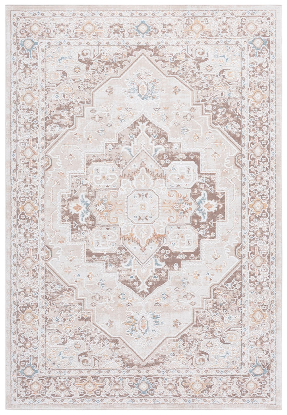 Safavieh Sydney Transitional Runner Rug In Beige Brown-Ivory — Low-Profile, Power-Loomed Turkey Durability And Texture 2'-0" x 8'-0" SYD402B-28