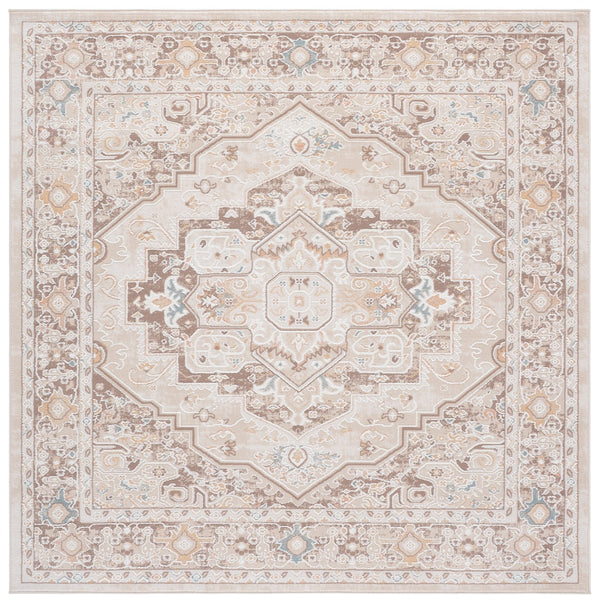 Safavieh Sydney Traditional Beige Brown Ivory Area Rug — Power-Loomed Durability, Soft Textured Blend 6'-6" x 6'-6" SYD402B-7R