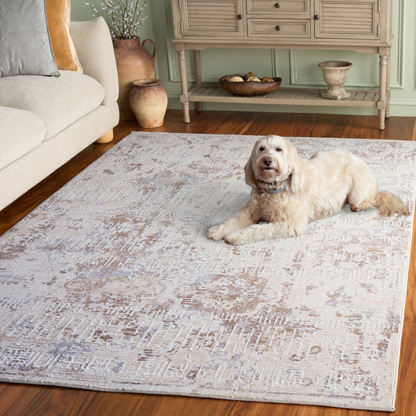 Safavieh Sydney Transitional Round Area Rug In Beige & Brown-Grey — Low-Profile, Durable Power-Loomed Turkish Blend 6'-6" x 6'-6" SYD404B-7R