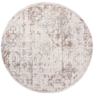Safavieh Sydney Transitional Round Area Rug In Beige & Brown-Grey — Low-Profile, Durable Power-Loomed Turkish Blend 6'-6" x 6'-6" SYD404B-7R