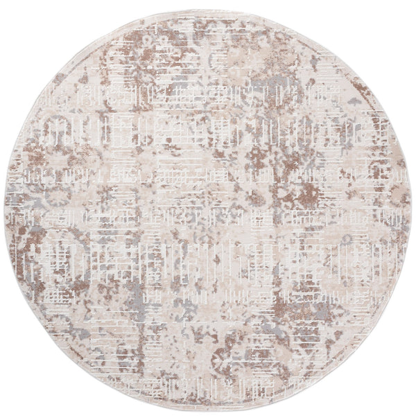 Safavieh Sydney Transitional Round Area Rug In Beige & Brown-Grey — Low-Profile, Durable Power-Loomed Turkish Blend 6'-6" x 6'-6" SYD404B-7R