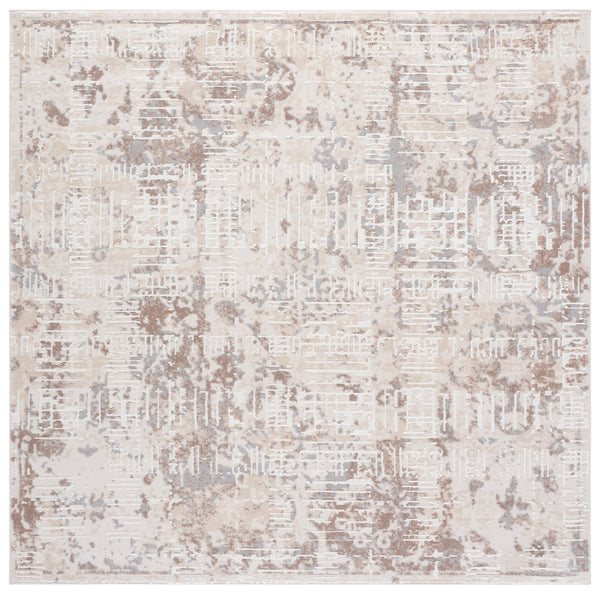 Safavieh Sydney Transitional Round Area Rug In Beige & Brown-Grey — Low-Profile, Durable Power-Loomed Turkish Blend 6'-6" x 6'-6" SYD404B-7R