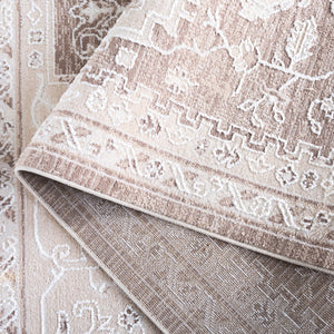 Safavieh Sydney Transitional Medallion Rug In Beige & Brown-Ivory — Low-Profile Durable Power-Loomed Elegance 6'-6" x 6'-6" SYD406B-7SQ