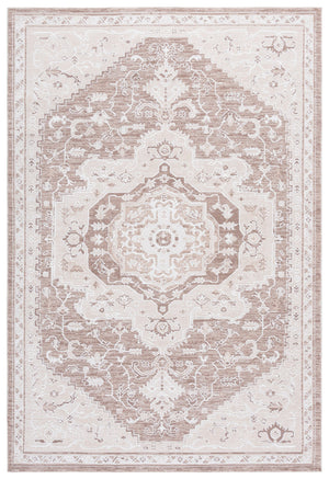 Safavieh Sydney Transitional Medallion Rug In Beige & Brown-Ivory — Low-Profile Durable Power-Loomed Elegance 6'-6" x 6'-6" SYD406B-7SQ