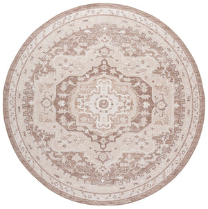 Safavieh Sydney Transitional Medallion Rug In Beige & Brown-Ivory — Low-Profile Durable Power-Loomed Elegance 6'-6" x 6'-6" SYD406B-7SQ