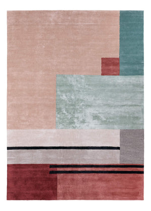 Jaipur Living Jaipur Living Segment Hand Tufted Geometric Viscose Wool Accent Rug in Bold Red Pink RUG143927