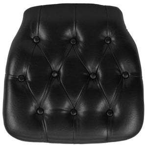 English Elm Louise Elegant Tufted Vinyl Chiavari Chair Cushion for Events - Durable, Comfortable, Stylish Seating Black SZ-TUFT-BLACK-GG