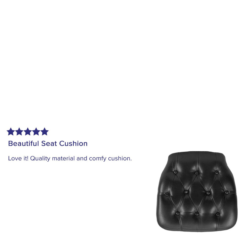 English Elm Louise Elegant Tufted Vinyl Chiavari Chair Cushion for Events - Durable, Comfortable, Stylish Seating Black SZ-TUFT-BLACK-GG