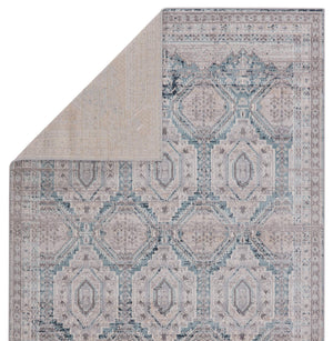 Jaipur Living Vibe by Jaipur Living Trellis Medallion Gray Blue Polypropylene High Low Pile Rug RUG148598