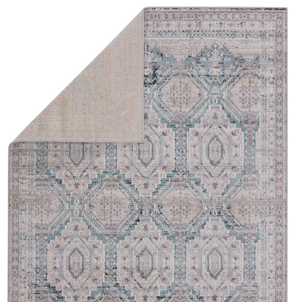 Jaipur Living Vibe by Jaipur Living Trellis Medallion Gray Blue Polypropylene High Low Pile Rug RUG148598
