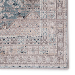 Jaipur Living Vibe by Jaipur Living Trellis Medallion Gray Blue Polypropylene High Low Pile Rug RUG148598