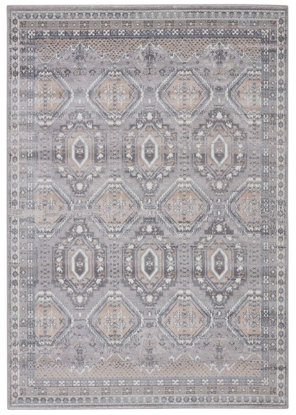 Jaipur Living Vibe by Jaipur Living Trellis Medallion Area Rug High-low Pile Gray Beige Indoor RUG148608