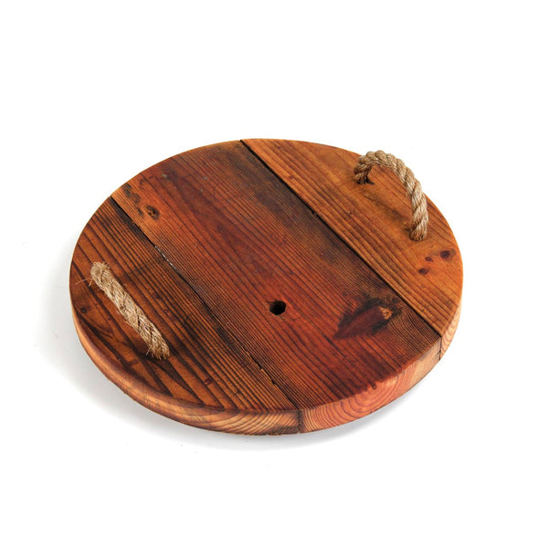 Zentique Serving Board: Exquisite 18" Round Reclaimed Wood For Elegant Entertaining And Charcuterie Displays Stained With Mineral Oil Reclaimed Wood Sboard 18" Round