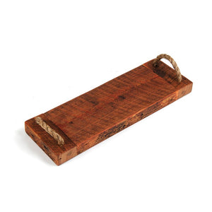 Zentique Single Serving Board Rustic Reclaimed Wood & Burlap Charcuterie Tray 24" Compact Farmhouse Decor Sboard 10x24
