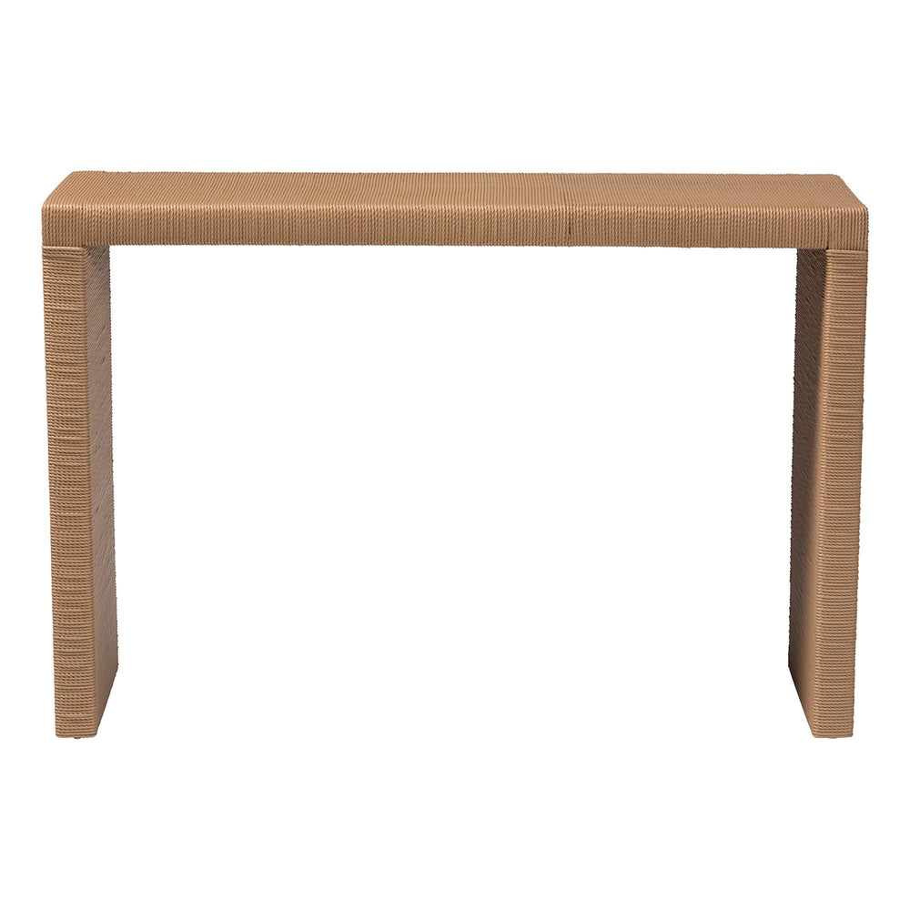 Baxton Studio Bali & Pari Salve Handwoven Seagrass Console Mahogany Frame Entryway Accent Table Salve-Natural Banana-Console Table