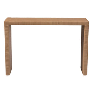 Bali & Pari Salve Handwoven Seagrass Console Mahogany Frame Entryway Accent Table