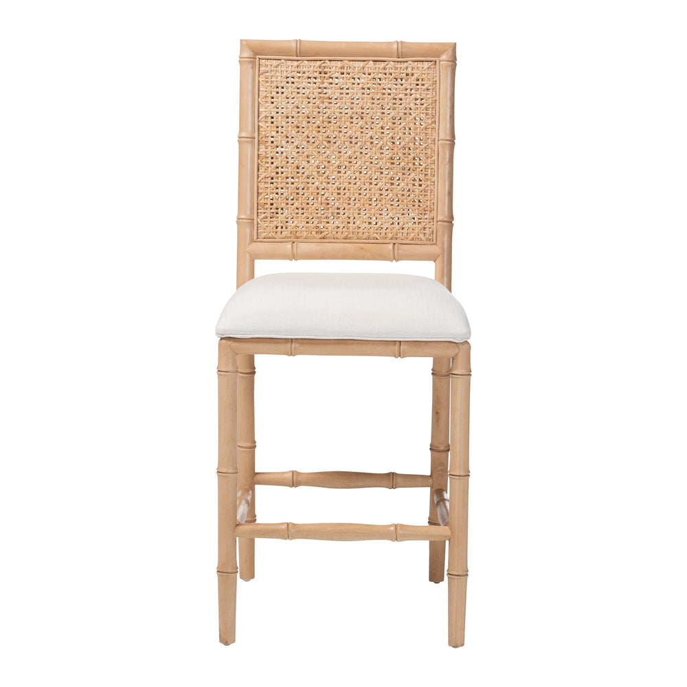 Baxton Studio Bali & Pari Sandy Acacia Wood Rattan Counter Stool for Bohemian Kitchen Island Sandy-Natural Wooden-CS