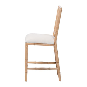 Bali & Pari Sandy Acacia Wood Rattan Counter Stool for Bohemian Kitchen Island