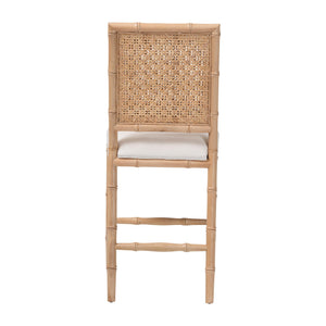 Bali & Pari Sandy Acacia Wood Rattan Counter Stool for Bohemian Kitchen Island