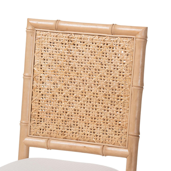 Bali & Pari Sandy Acacia Wood Rattan Counter Stool for Bohemian Kitchen Island