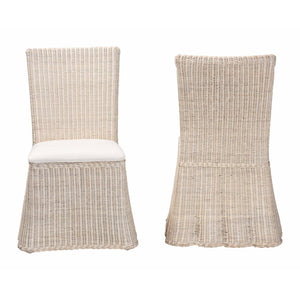Bali & Pari Sara Handwoven Rattan Dining Chairs Set of 2 with Scalloped Base Coastal Boho