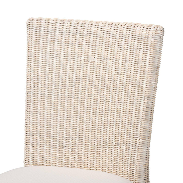 Bali & Pari Sara Handwoven Rattan Dining Chairs Set of 2 with Scalloped Base Coastal Boho
