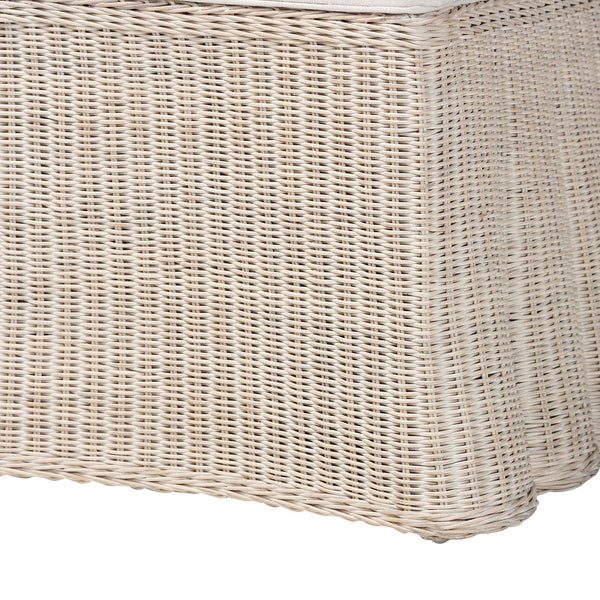 Bali & Pari Sara Handwoven Rattan Dining Chairs Set of 2 with Scalloped Base Coastal Boho