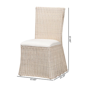 Bali & Pari Sara Handwoven Rattan Dining Chairs Set of 2 with Scalloped Base Coastal Boho