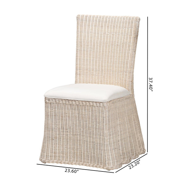 Bali & Pari Sara Handwoven Rattan Dining Chairs Set of 2 with Scalloped Base Coastal Boho