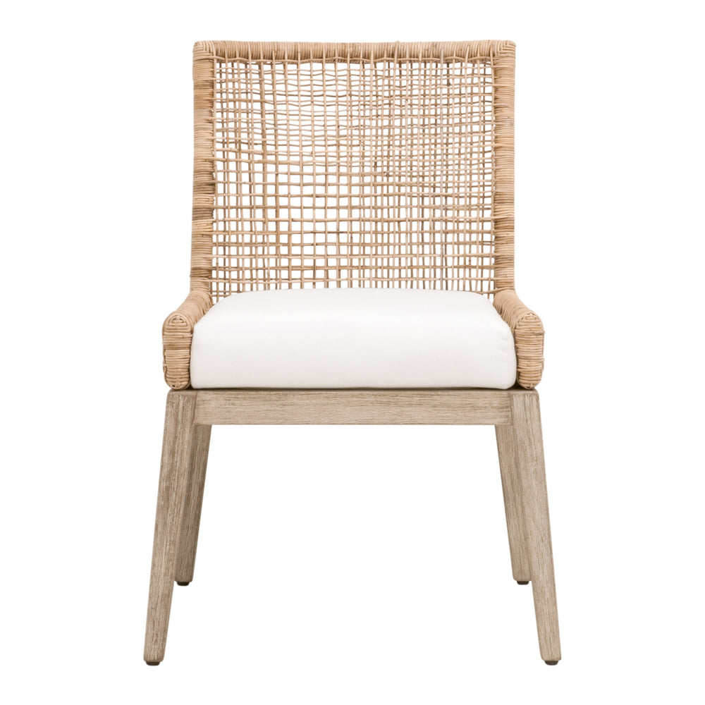 Essentials For Living Seaside Dining Chair Set Of 2 - Coastal Style With Rattan, Gray Mahogany Frame & Easy-clean Cushion Natural Rattan,Livesmart Peyton,Pearl,Natural Gray Mahogany Solid Mahogany Wood,Aluminum,Slimit Rattan 6836.Nat/Lpprl/Ng