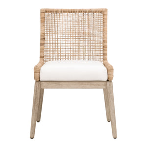 Essentials For Living Seaside Dining Chair Set Of 2 - Coastal Style With Rattan, Gray Mahogany Frame & Easy-clean Cushion Natural Rattan,Livesmart Peyton,Pearl,Natural Gray Mahogany Solid Mahogany Wood,Aluminum,Slimit Rattan 6836.Nat/Lpprl/Ng