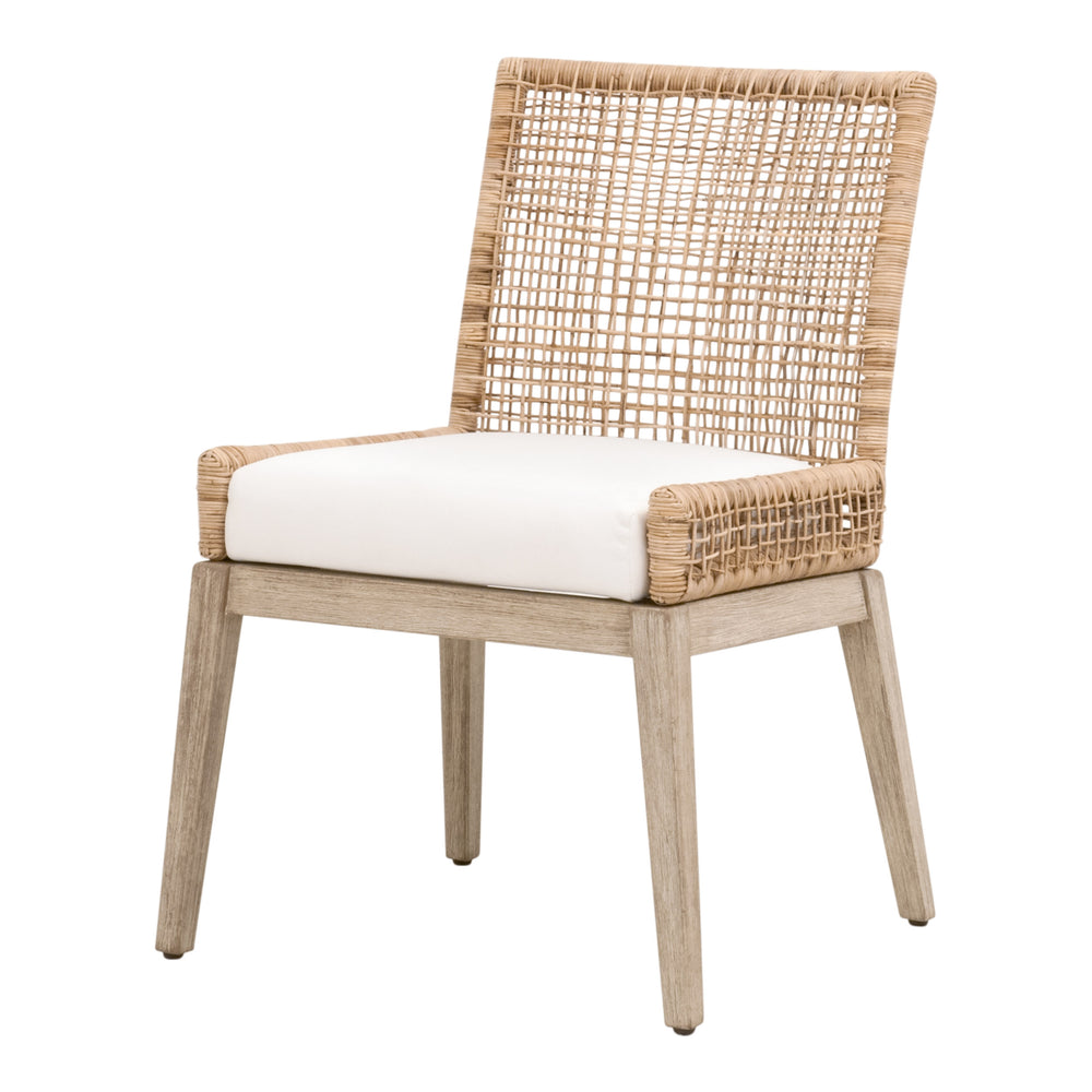 Essentials For Living Seaside Dining Chair Set Of 2 - Coastal Style With Rattan, Gray Mahogany Frame & Easy-clean Cushion Natural Rattan,Livesmart Peyton,Pearl,Natural Gray Mahogany Solid Mahogany Wood,Aluminum,Slimit Rattan 6836.Nat/Lpprl/Ng