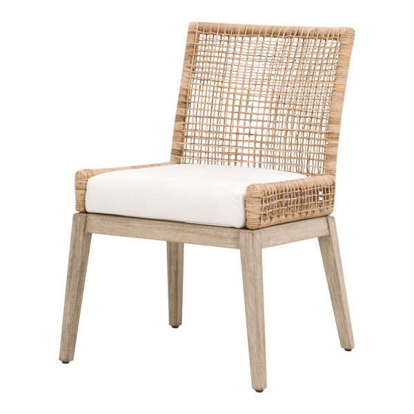Essentials For Living Seaside Dining Chair Set Of 2 - Coastal Style With Rattan, Gray Mahogany Frame & Easy-clean Cushion Natural Rattan,Livesmart Peyton,Pearl,Natural Gray Mahogany Solid Mahogany Wood,Aluminum,Slimit Rattan 6836.Nat/Lpprl/Ng
