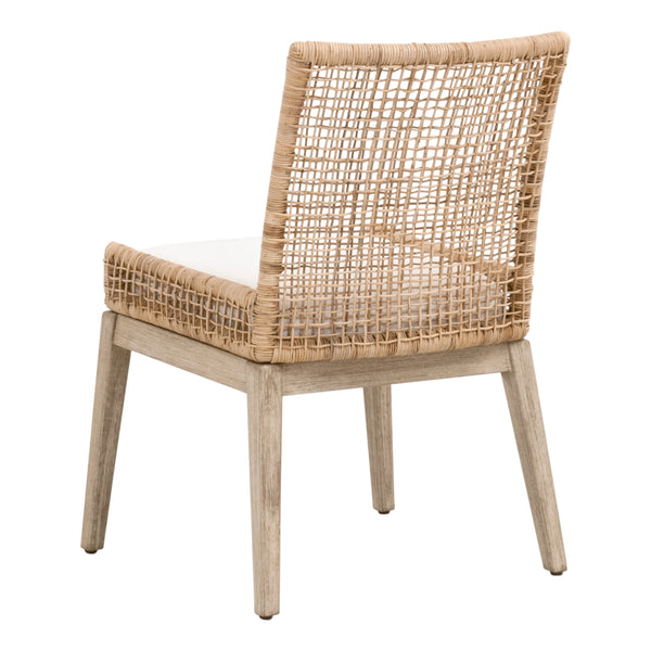 Essentials For Living Seaside Dining Chair Set Of 2 - Coastal Style With Rattan, Gray Mahogany Frame & Easy-clean Cushion Natural Rattan,Livesmart Peyton,Pearl,Natural Gray Mahogany Solid Mahogany Wood,Aluminum,Slimit Rattan 6836.Nat/Lpprl/Ng