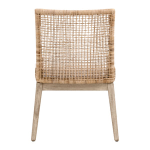 Essentials For Living Seaside Dining Chair Set Of 2 - Coastal Style With Rattan, Gray Mahogany Frame & Easy-clean Cushion Natural Rattan,Livesmart Peyton,Pearl,Natural Gray Mahogany Solid Mahogany Wood,Aluminum,Slimit Rattan 6836.Nat/Lpprl/Ng